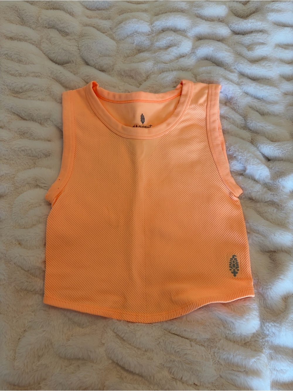 FP Movement by Free People Neon Peach Sleeveless Ribbed Crop Top - Picture 3 of 3